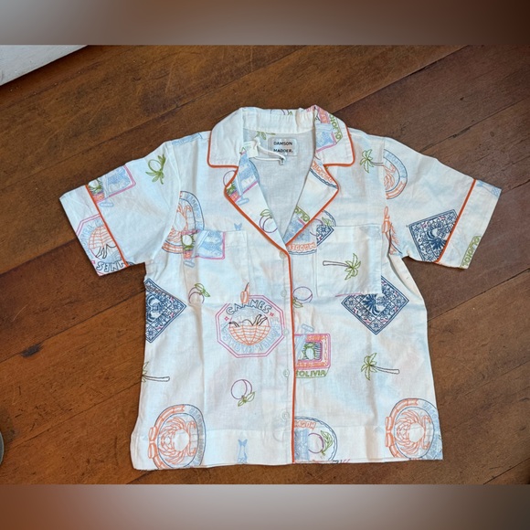 Damson Madder Tops - Damson Madder Chlo Linen Blend Button Down Short - Size 2 - NWT